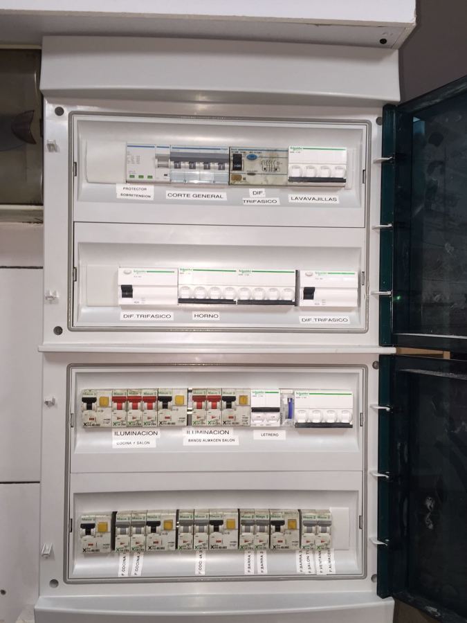 Cuadro eléctrico sin tapa