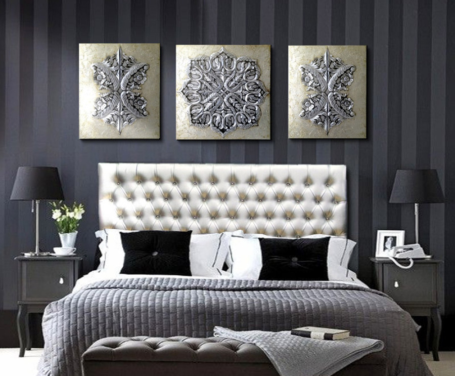 Cuadro triptico plateado