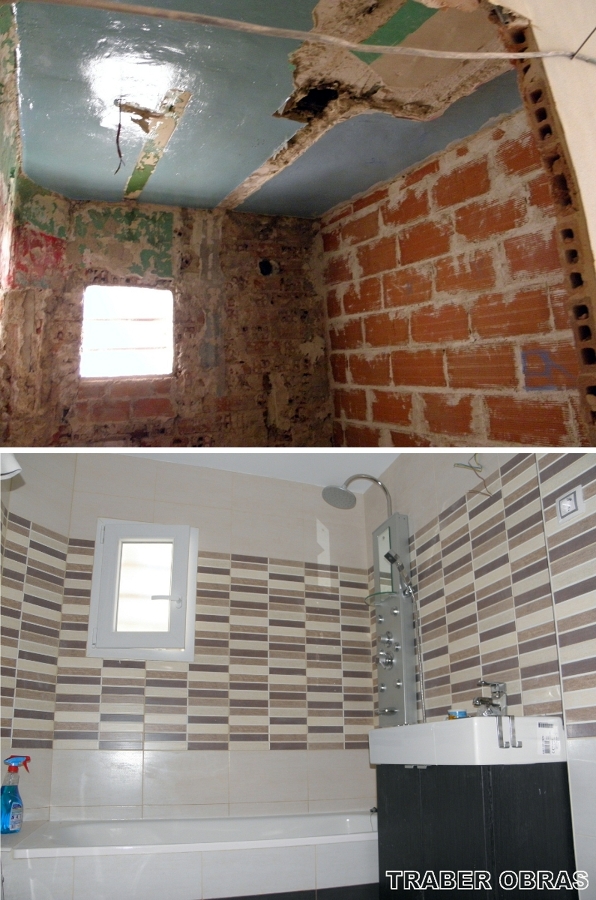 Cuarto de baño antes y después.