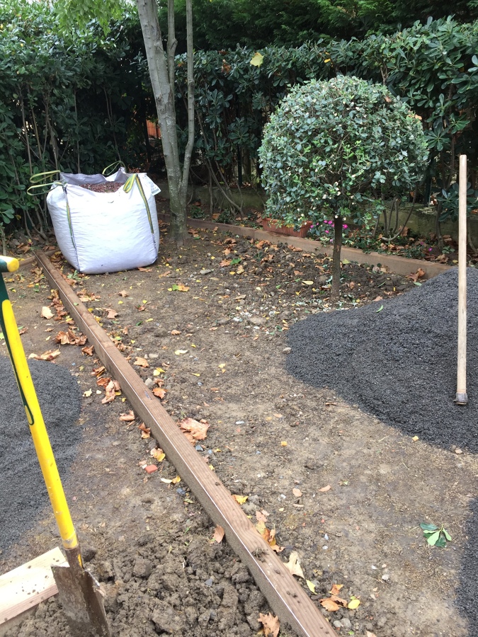 Delimitando la zona con traviesas 