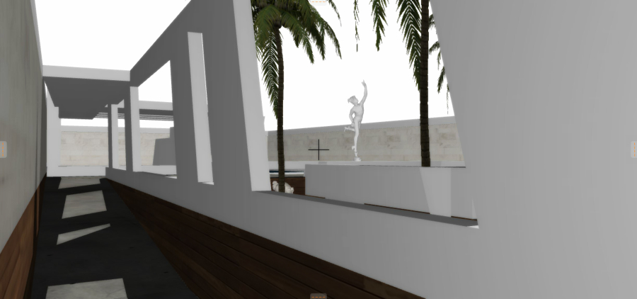 Desarrollo interior de la rampa con perspectivas y contraluz.