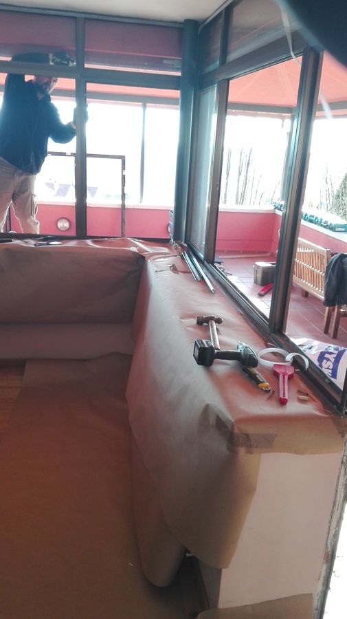 desmontaje del aluminio viejo 