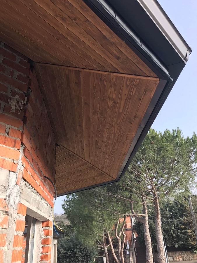 Detalle de alero octogonal y canalón