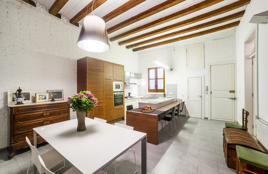 Detalle de Espacio comedor y cocina Integrado