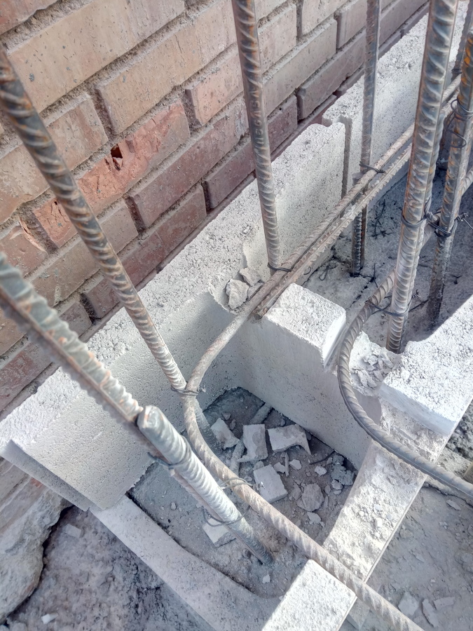 Detalle de la armadura del muro de contención.