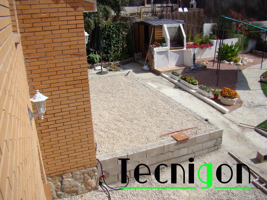 Detalle de terraza en ejecución