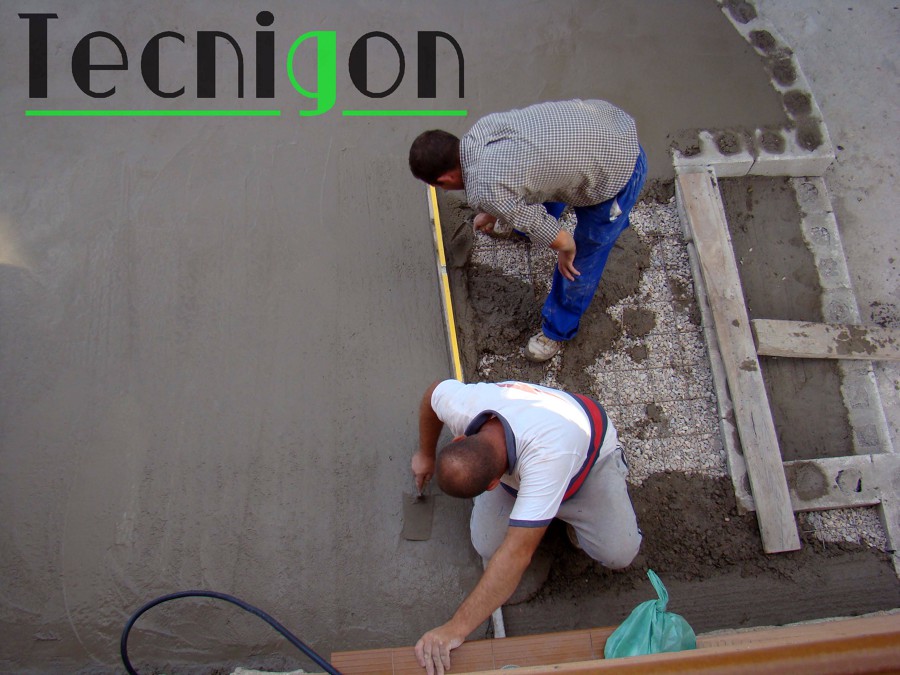 Detalle de terraza en ejecución