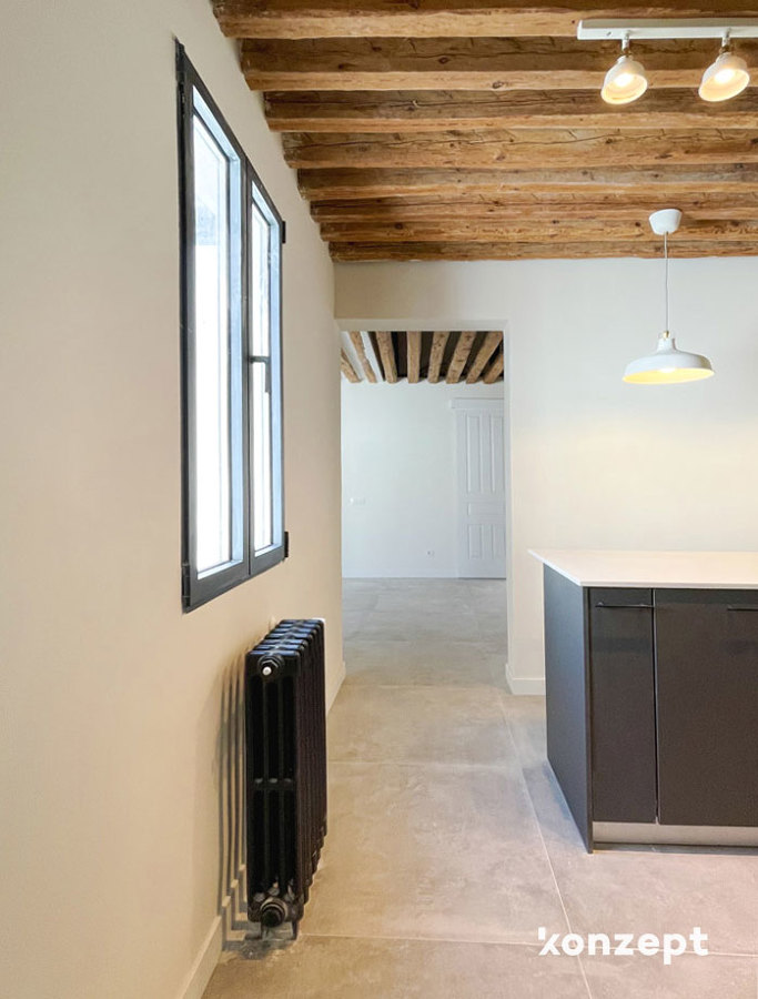 detalle pasillo vigas de madera