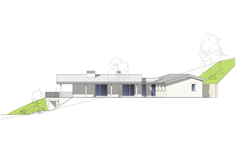 Dibujo Alzado lateral acceso vivienda