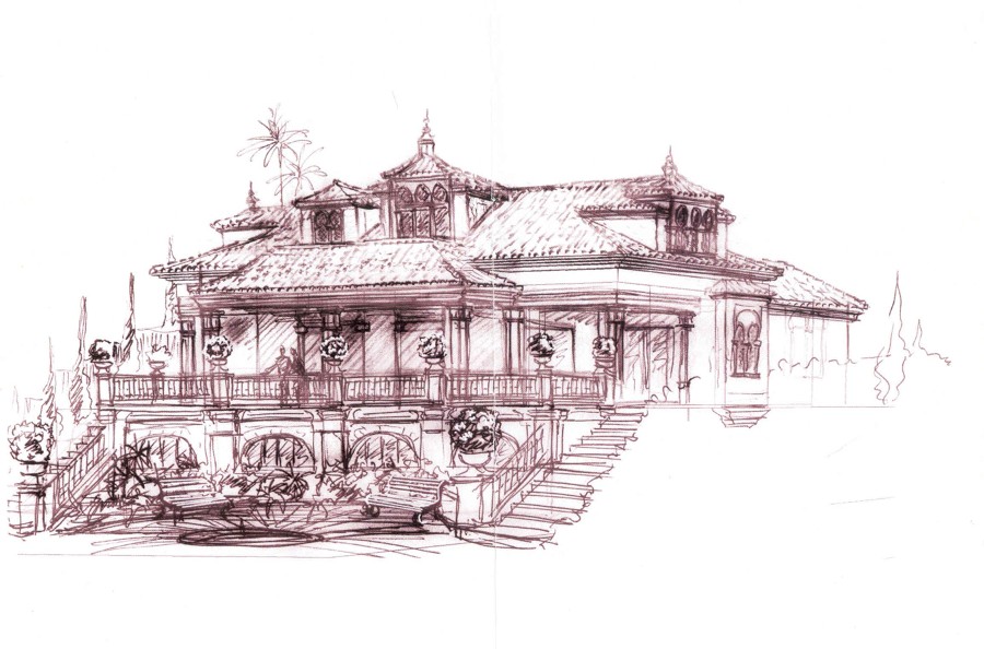 Dibujo fachada psterior