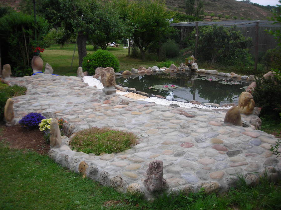 Diseño de estanque con cascada