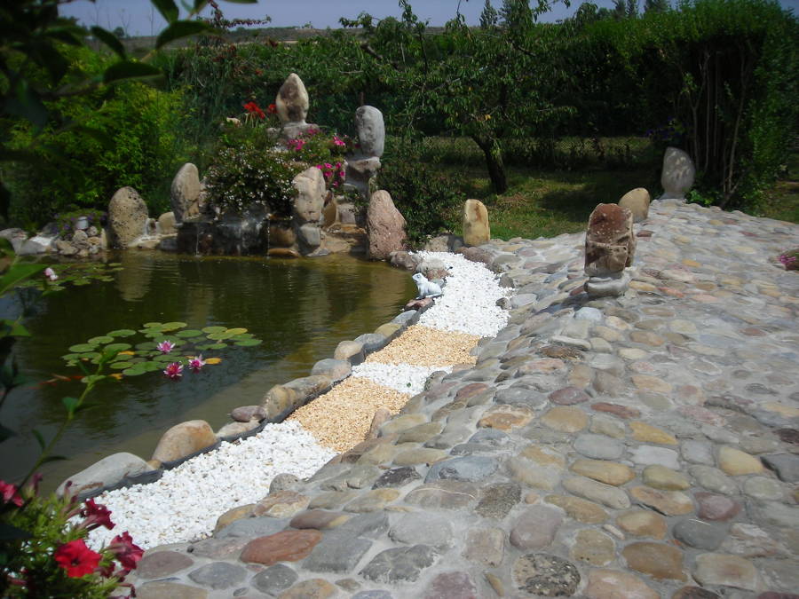 Diseño de estanque con cascada