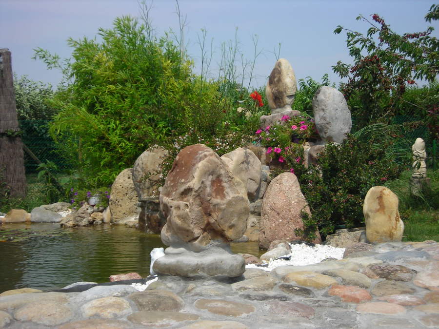 Diseño de estanque con cascada