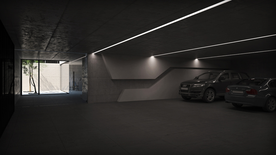 Diseño de garaje con estilo minimalista