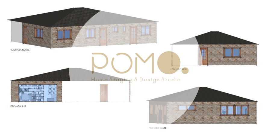 Diseño de Interiores Online - Casa rural. Perspectiva exterior