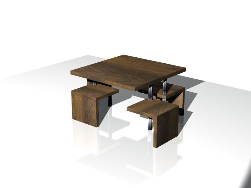 Diseño de mesa con 4 sillas integradas