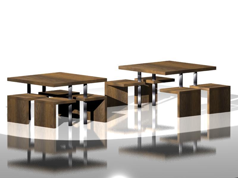 Diseño de mesa con 4 sillas integradas