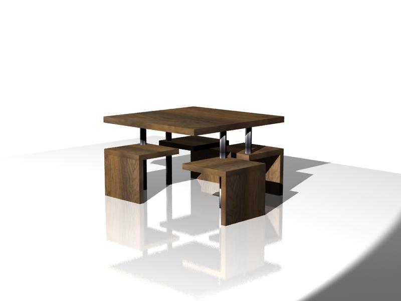 Diseño de mesa con 4 sillas integradas
