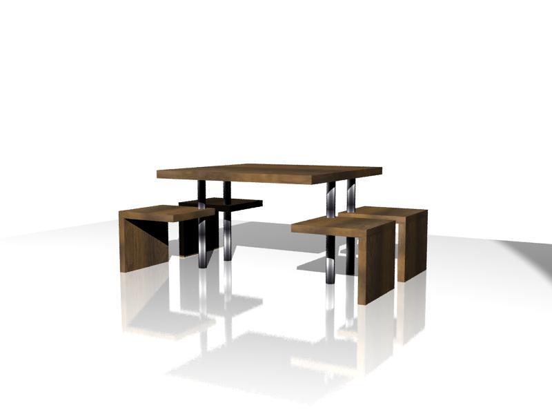 Diseño de mesa con 4 sillas integradas