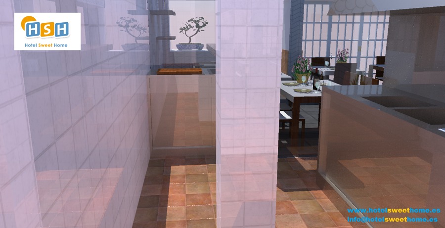 Diseño previo de cocina con vistas a la sala