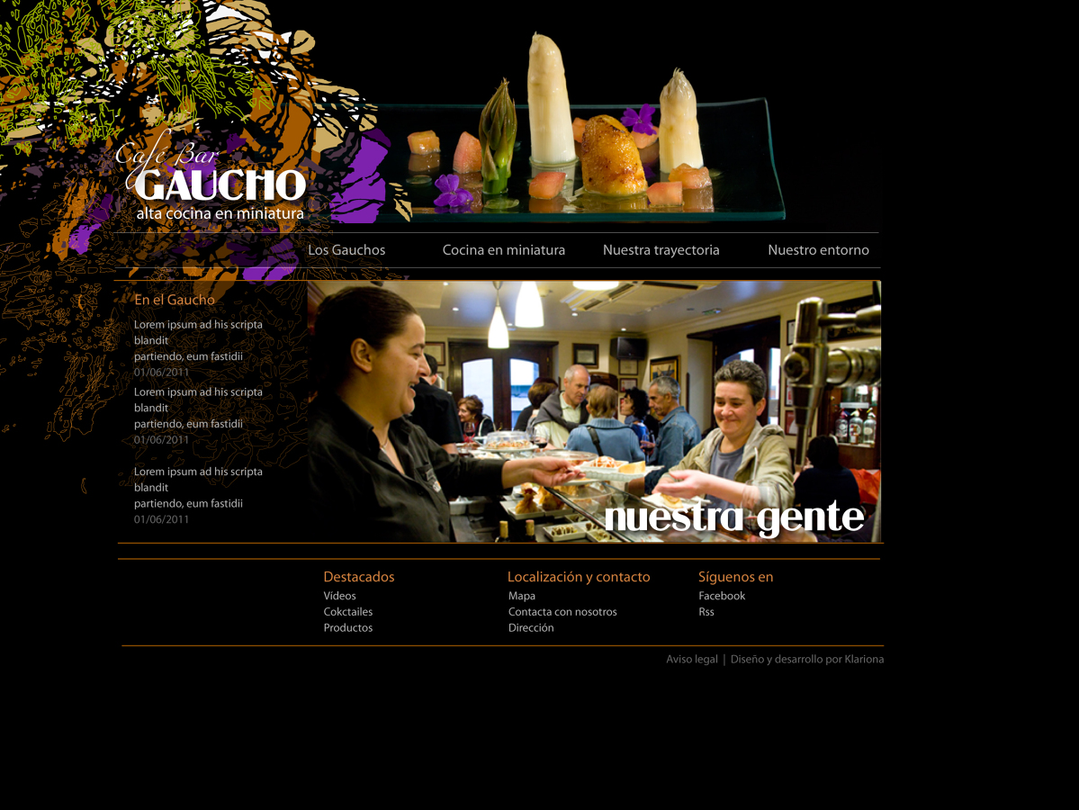 Diseño y desarrollo página web bar Gaucho