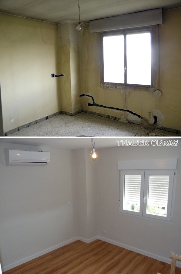 Dormitorio antes y después.