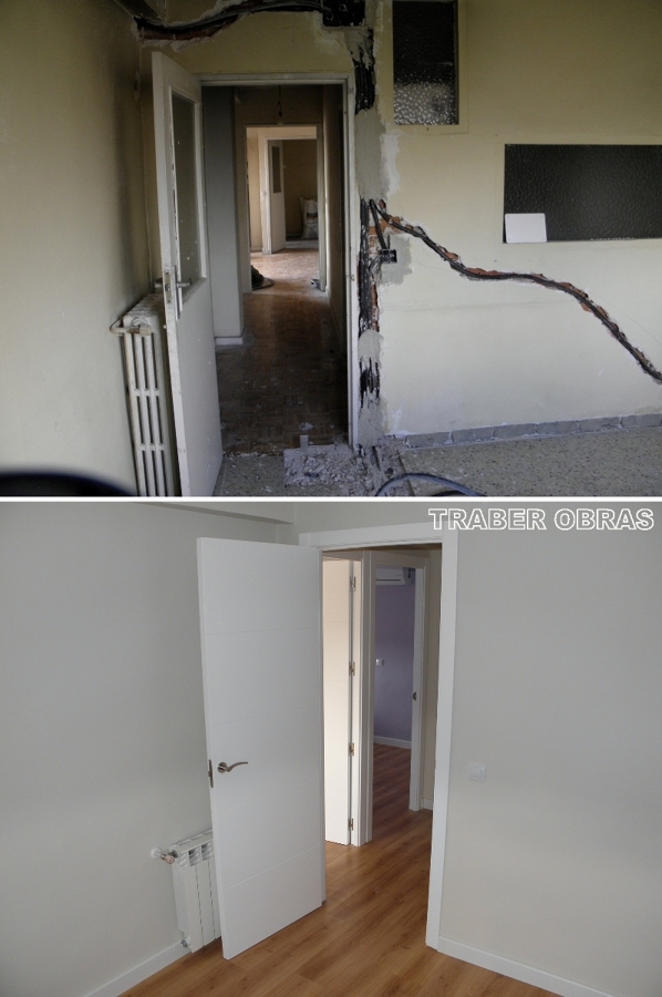 Dormitorio antes y después.