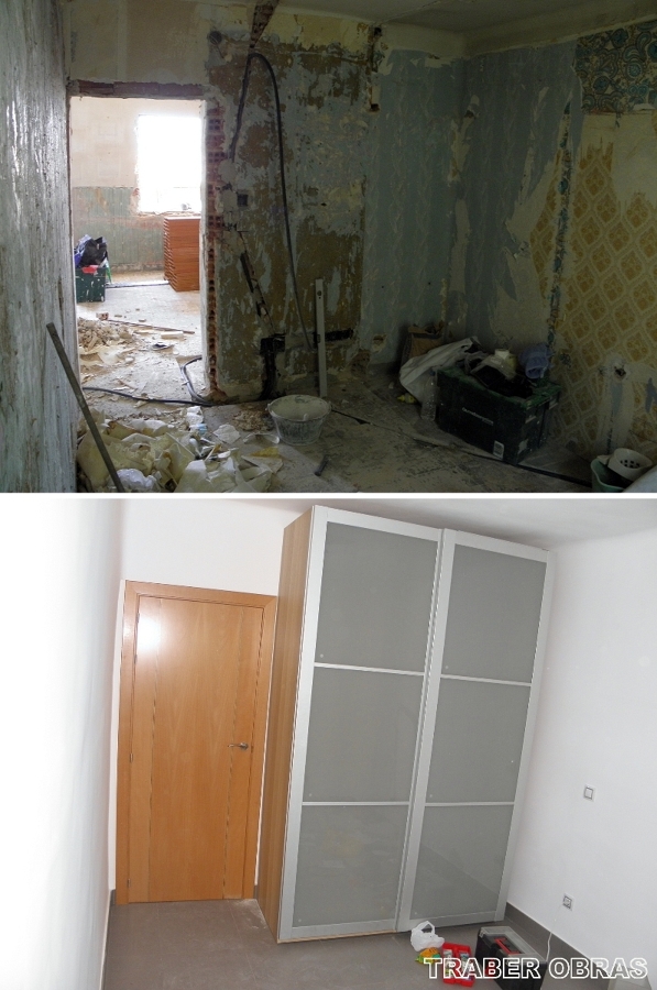 Dormitorio antes y después.