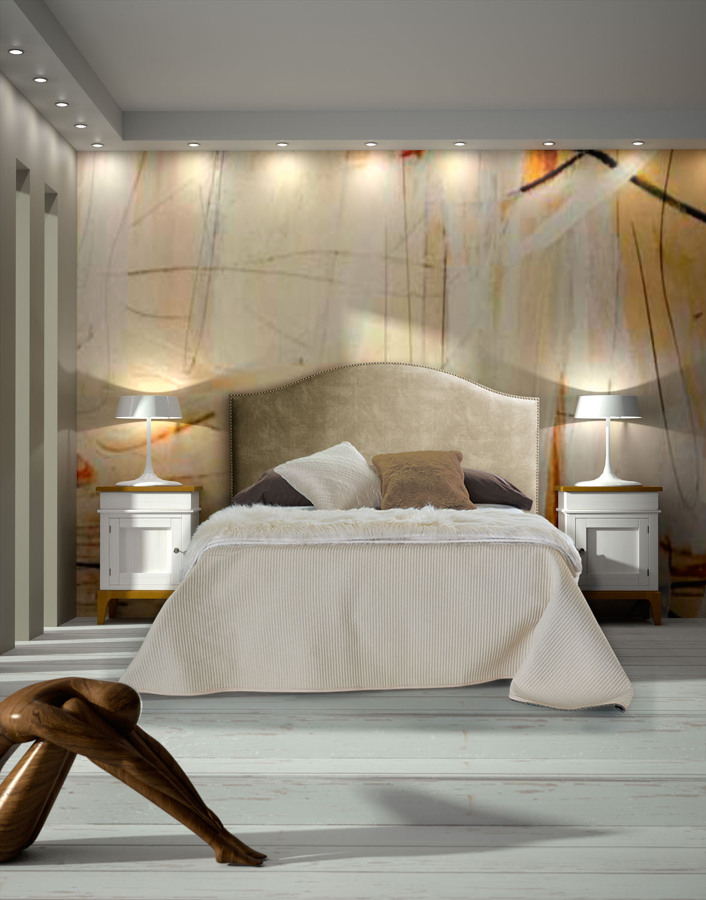 Dormitorio Blanco y madera líneas rectas.