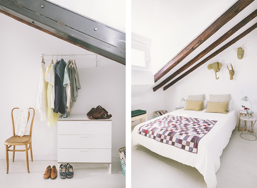 dormitorio con vigas