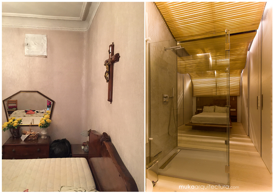 Dormitorio principal. Antes y después.