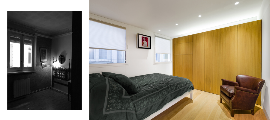 Dormitorio principal, antes y después.