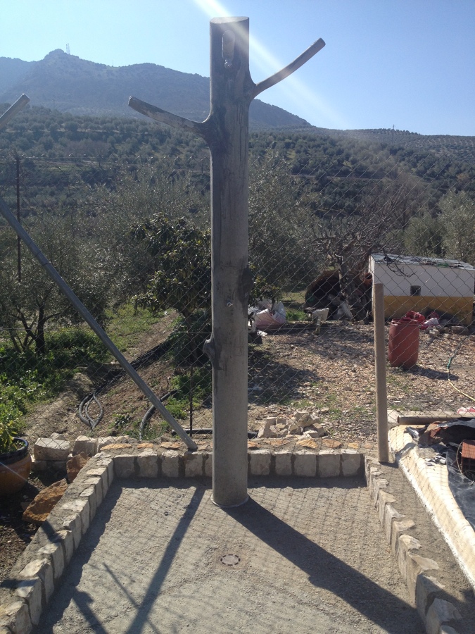 Ducha piscina efecto madera