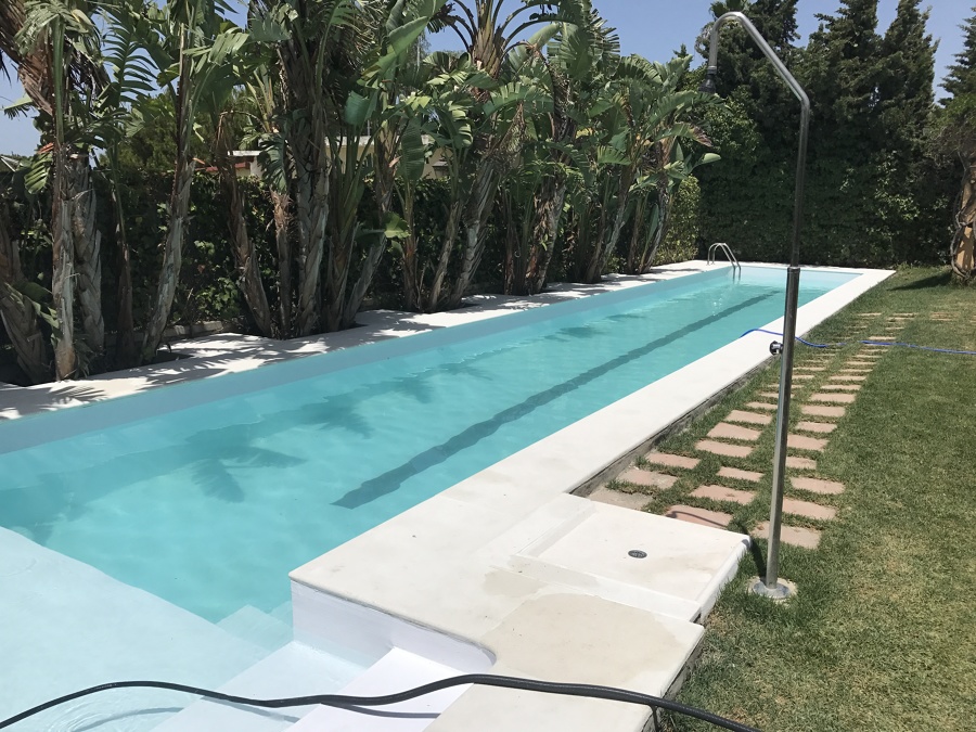 Ducha y piedra Blanca mármolina