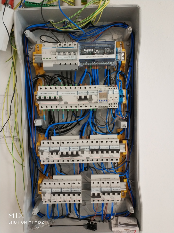 Ejecución del cuadro de mando y protección para control de la instalacion