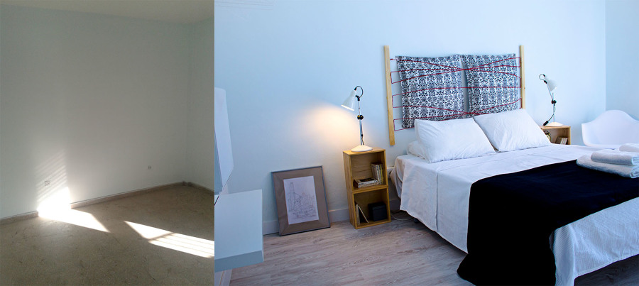 El antes y después de uno de los dormitorios