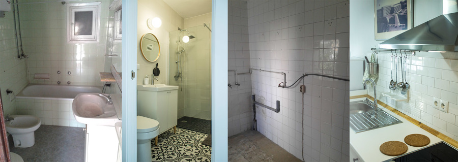 El antes y después del baño y de la cocina