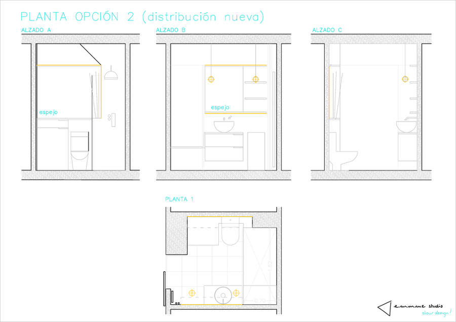 El baño de Estela por emmme studio: distribución
