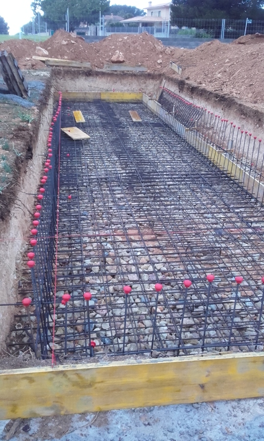 Emparrillado armado piscina