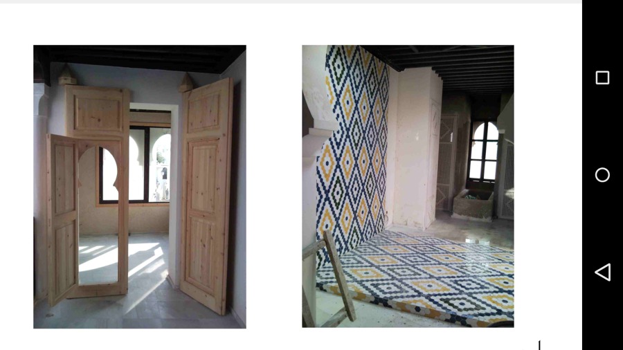 Entrada y detalle, dormitorio, en construcción