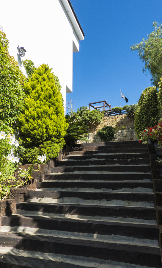 escalera al jardín