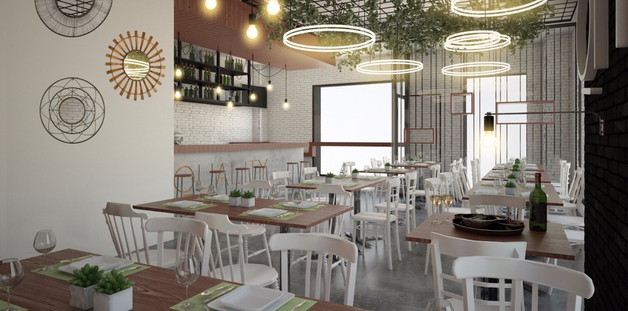 Espacio del restaurante y barra