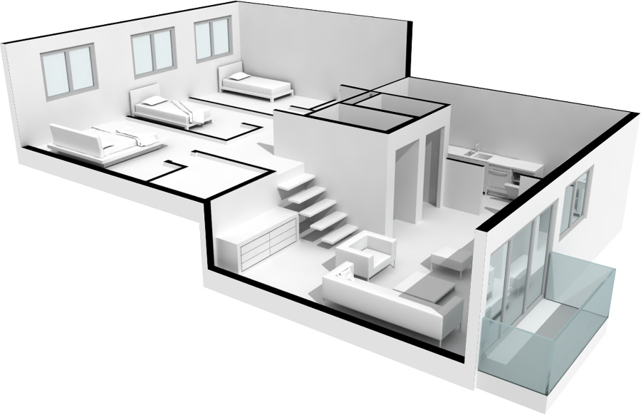 Esquema de las viviendas en semiduplex