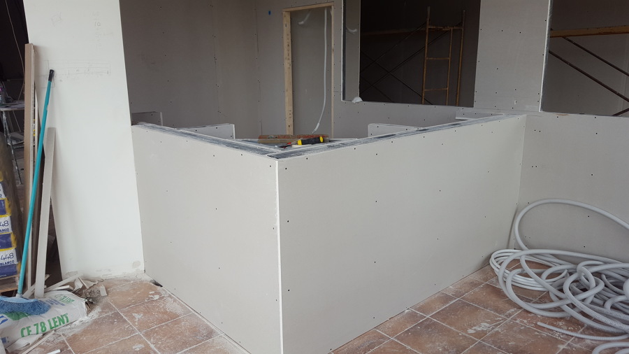 Estructura de pladur para encimera