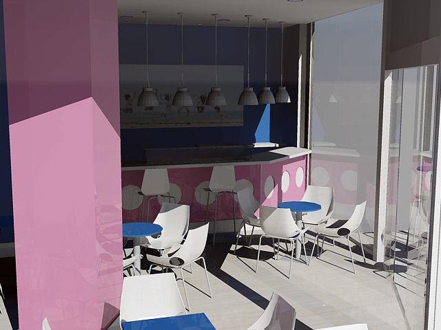 Estudio de nueva cafeteria (vista interior)