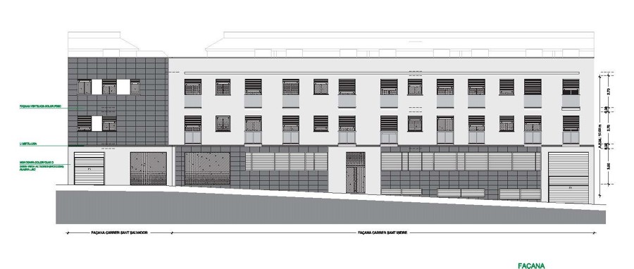 Fachada edificio plurifamiliar.