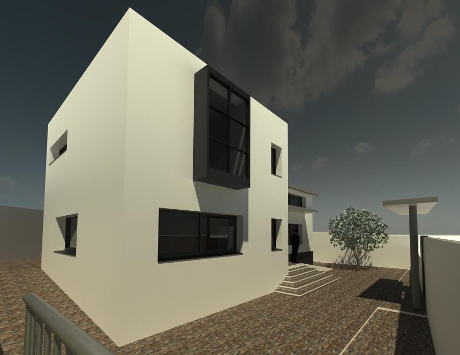 Fachada exterior. Contraste blanco-negro