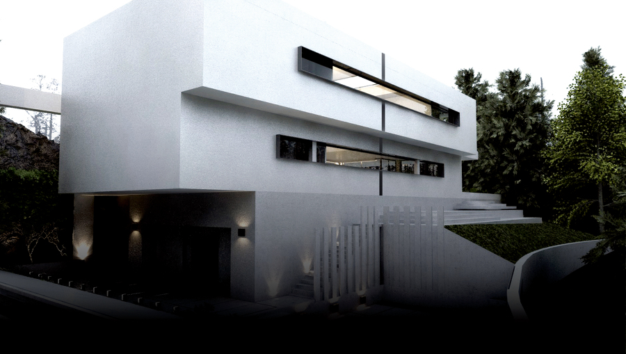 fachada monocapa SATE blanca de morteros de cal.