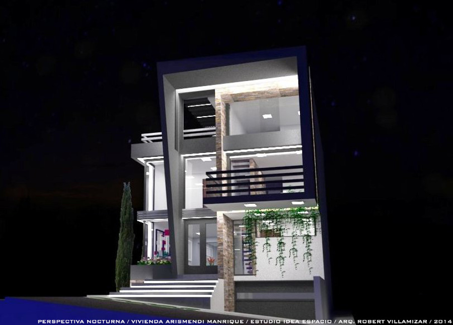 Fachada Principal con diseño de Iluminación