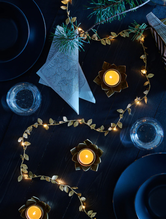 Guirnalda en la mesa con forma de hoja